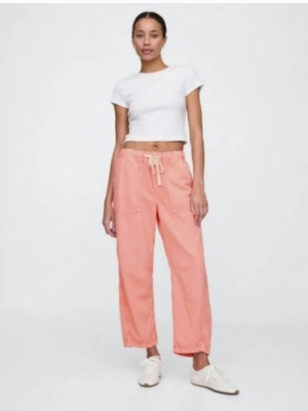 GAP Mid Rise Super Soft Pull-On Barrel Jeans Tea Rose